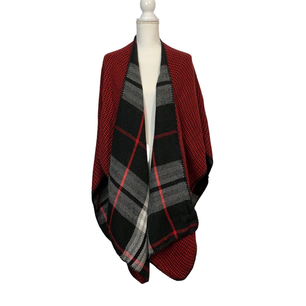 WOOLRICH Plaid Reversible Wrap Shawl Sz One Size